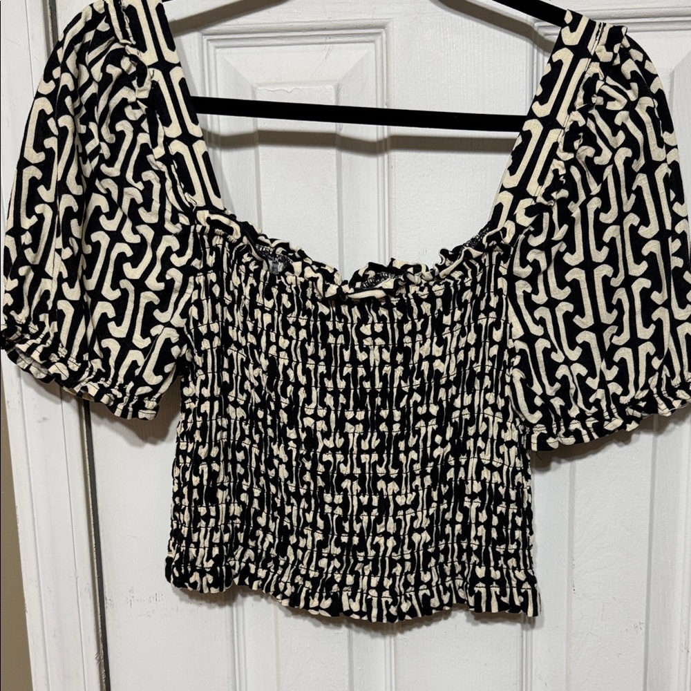 Chic Black and Cream Women's Blouse